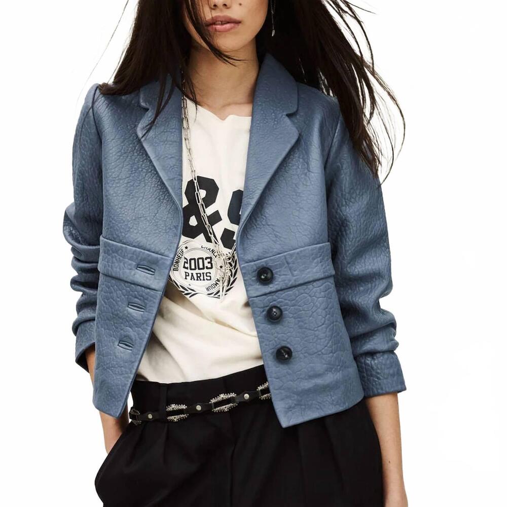 NEW BA&SH borfeo jacket in slate blue gray